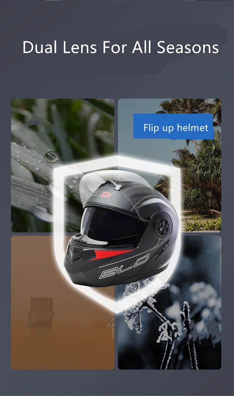Dual Lens Flip-Up Modular Motorcycle Helmet