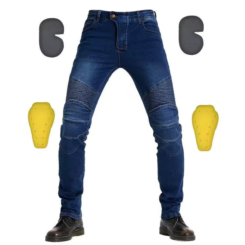 Men's Embroidery Motorcycle Pants with Belt