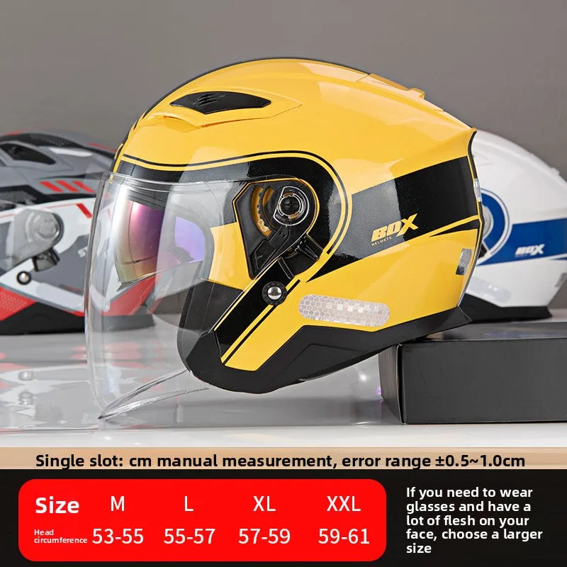 Open Face Motorcycle Helmet with Double Lens