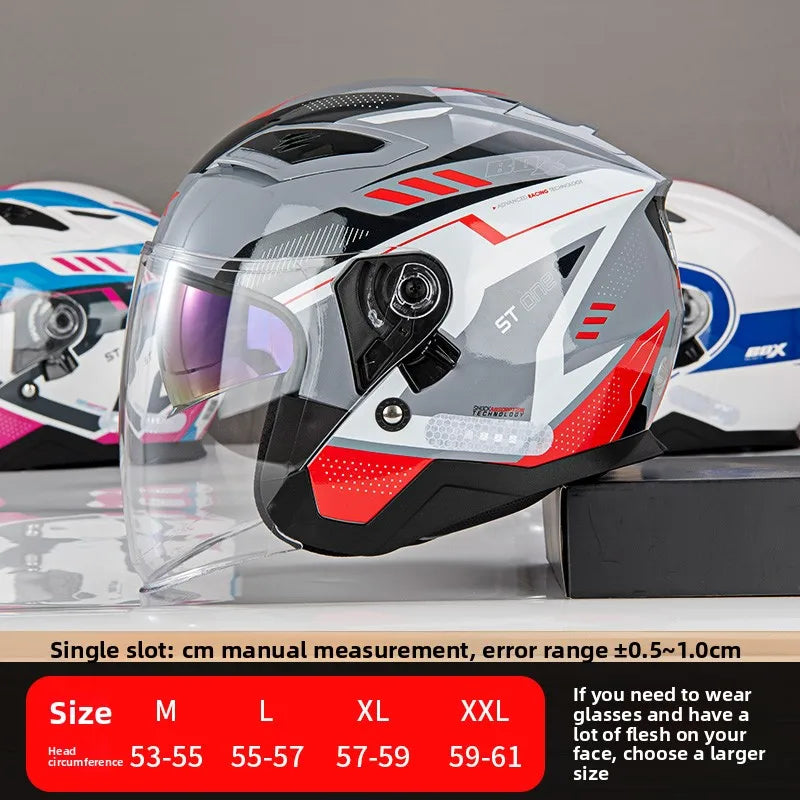 Open Face Motorcycle Helmet with Double Lens