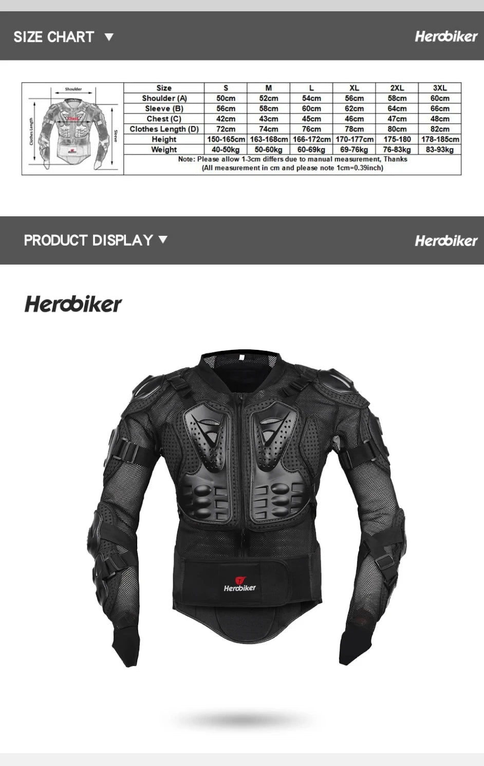 Motorcycle Body Armour Racing Jacket with CE Pads