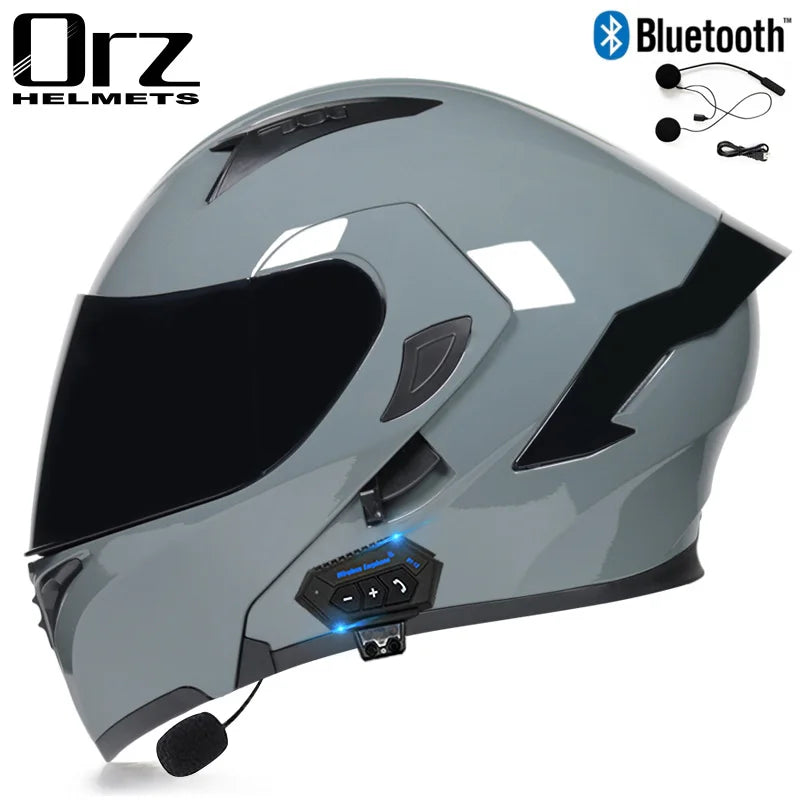 Fire Red Bluetooth Motocross Modular Motorcycle Helmet