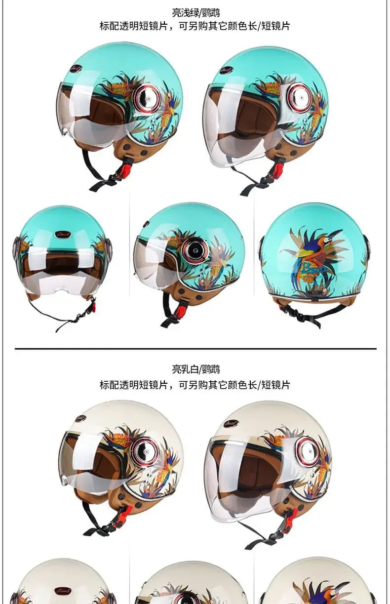 Beon Motorcycle Helmet - ECE Certified Retro Half Cap