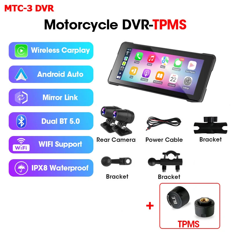 Wireless motorcycle GPS navigation screen motorcycle CarPlay Android Auto touch screen