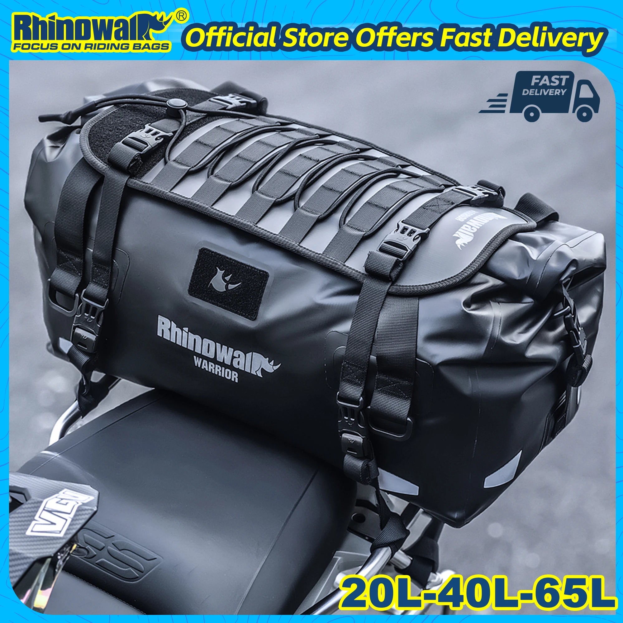 Waterproof Motorcycle Saddle Bag with MOLLE Expansion
