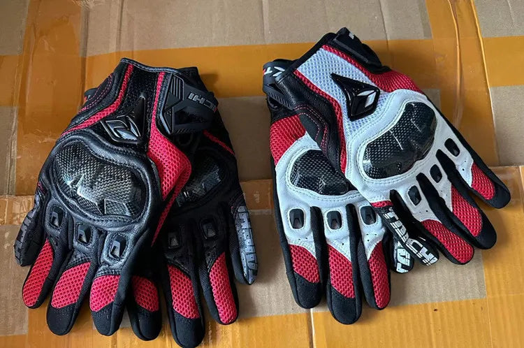Racing Blue Leather Gloves