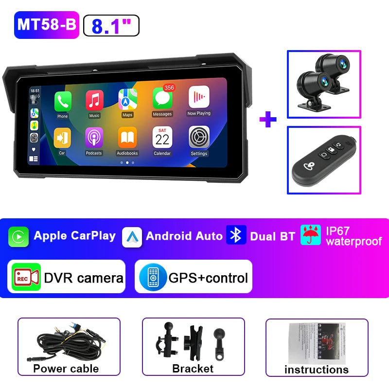 Jansite 8.1" Waterproof Motorcycle Monitor