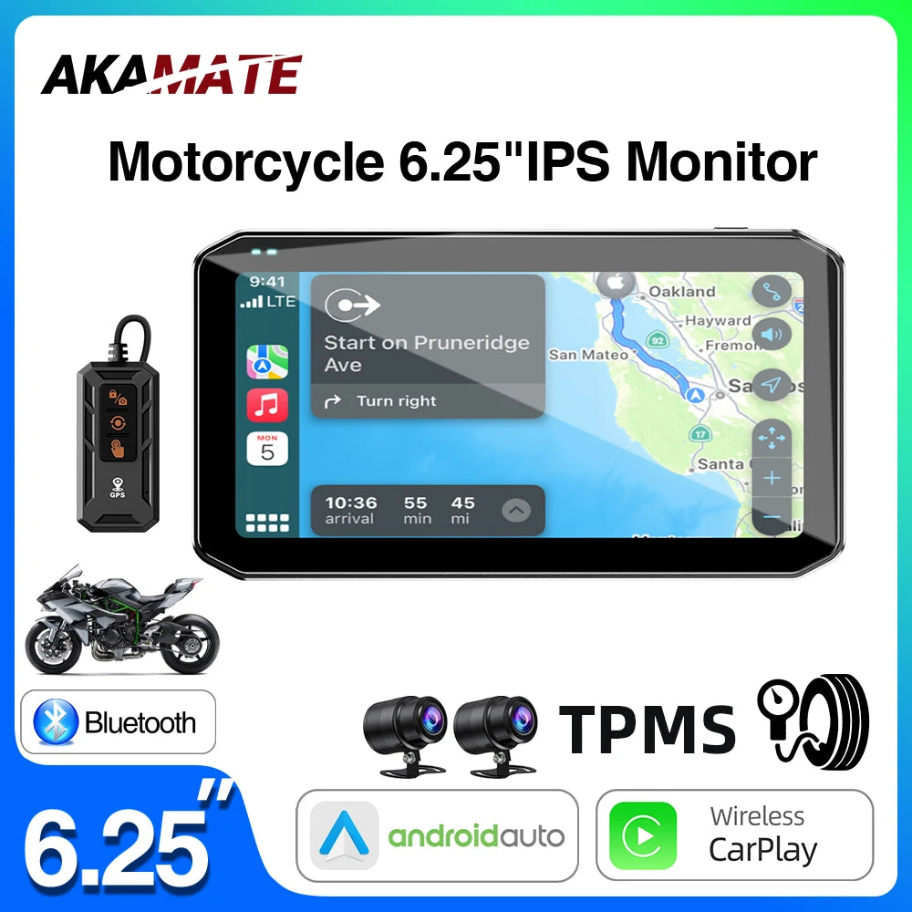 Universal Motorcycle Monitor with CarPlay & Android Auto