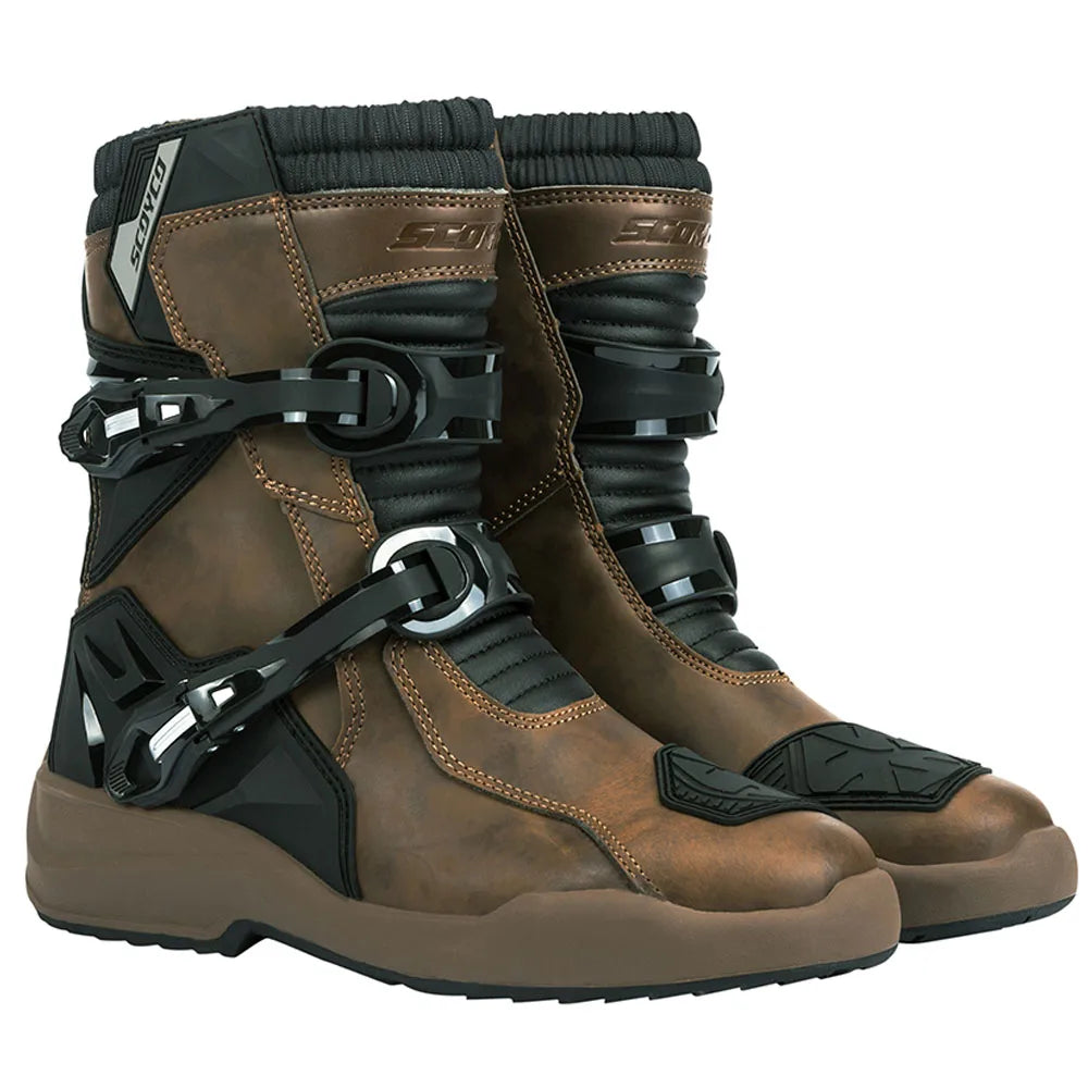 SCOYCO Cowhide Motocross Boots Men's Waterproof Motorcycle Boots