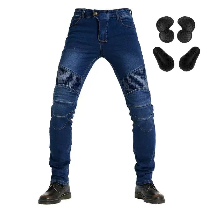 Men's Embroidery Motorcycle Pants with Belt