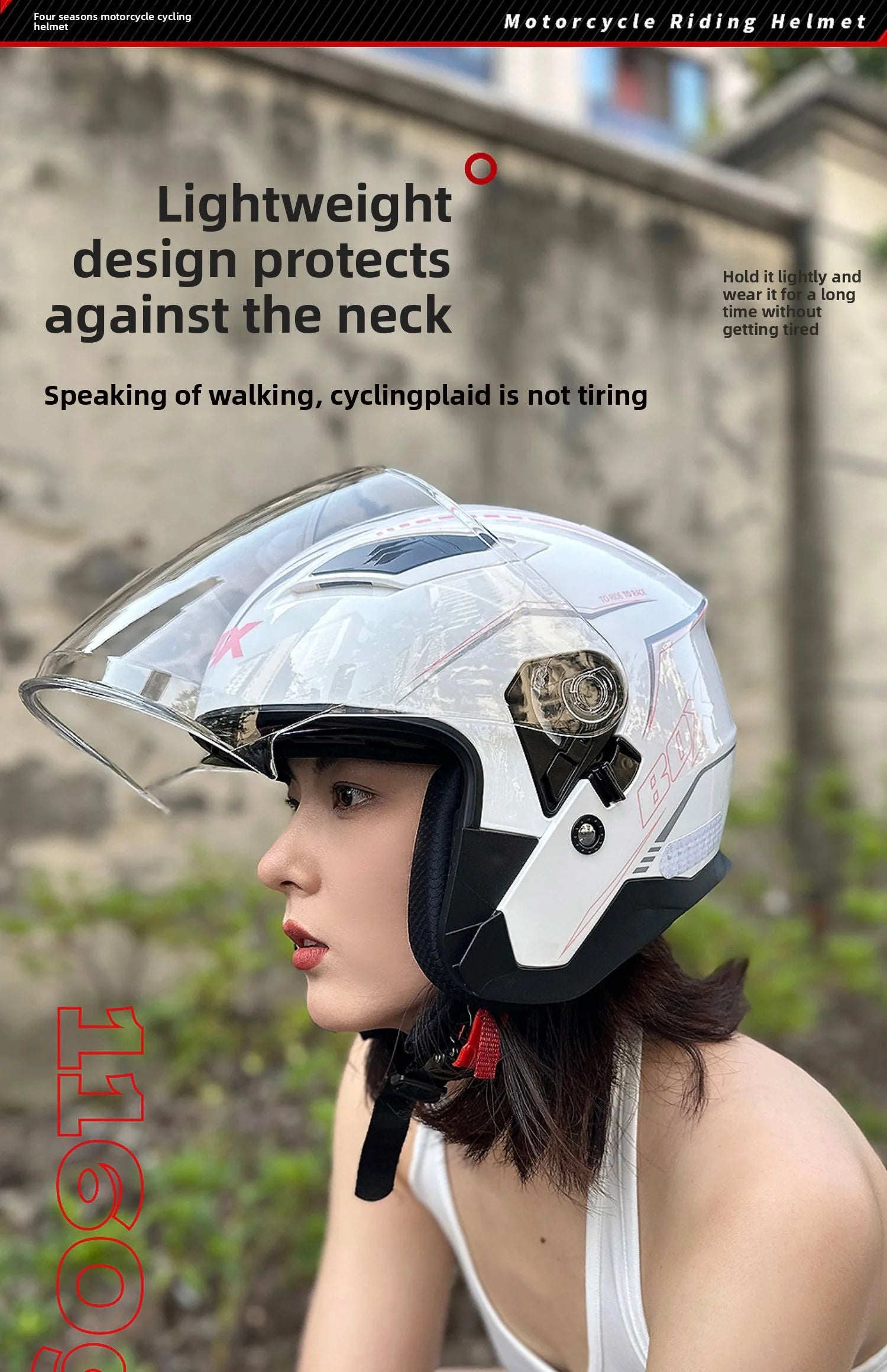 Open Face Motorcycle Helmet with Double Lens