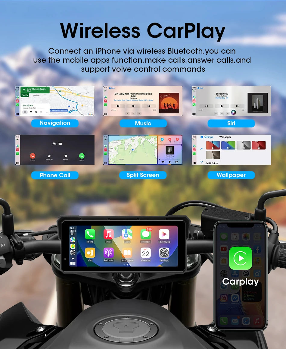 Jansite 8.1" Waterproof Motorcycle Monitor