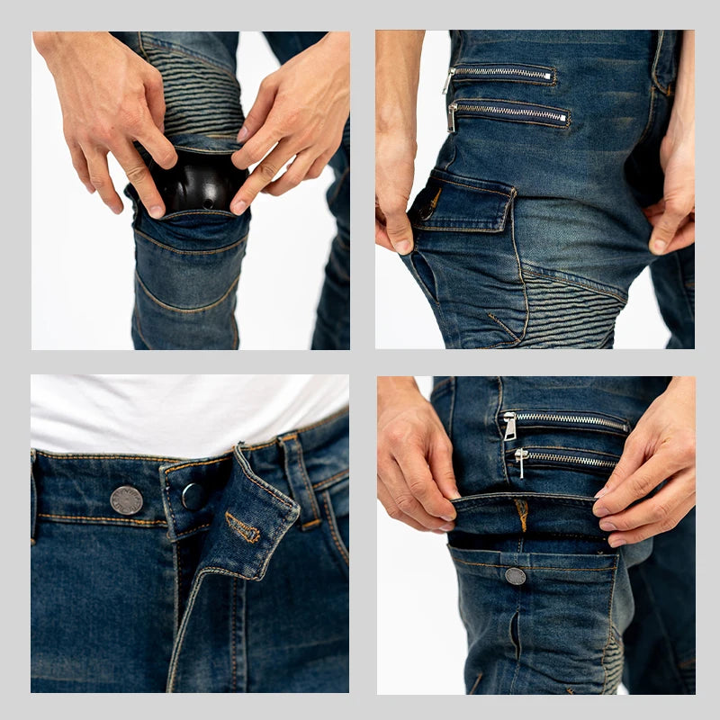 Double Zipper Metal Motocross Trousers for Men and Women