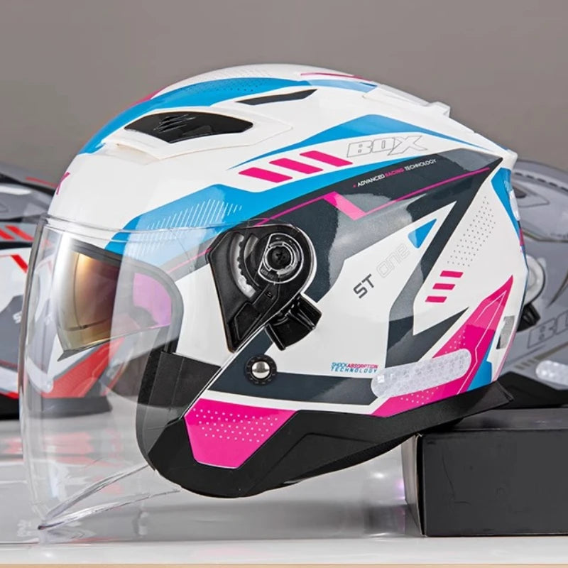 Open Face Motorcycle Helmet with Double Lens