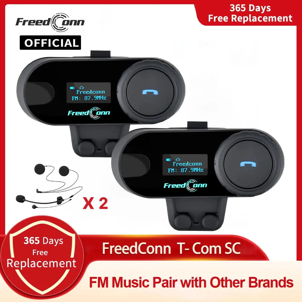 Bluetooth Motorcycle Intercom Helmet Headset with FM