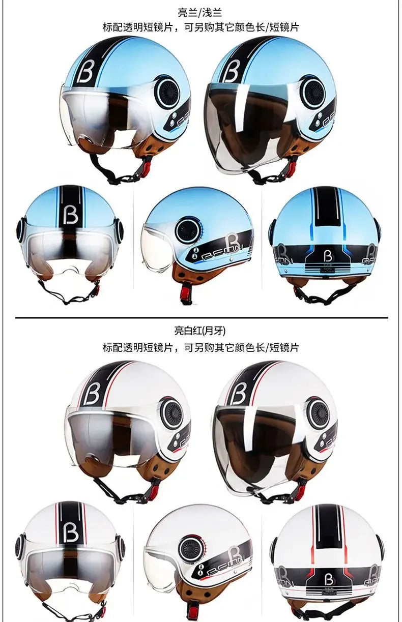 Beon Motorcycle Helmet - ECE Certified Retro Half Cap