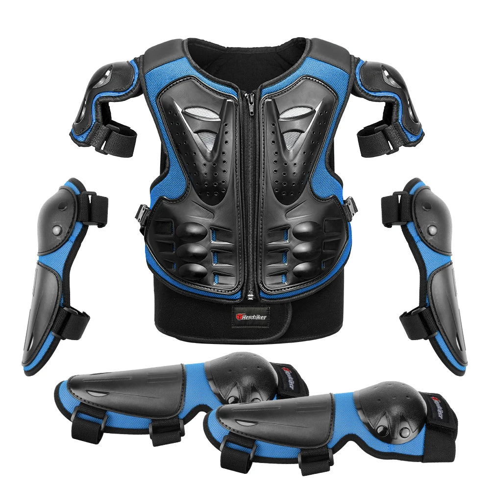 Kids Motorcycle Armor Vest Set with Elbow and Knee Pads