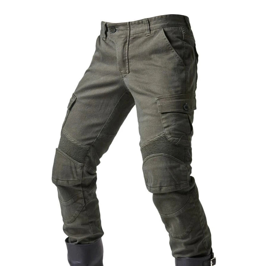 Stylish Motorcycle Black Men Jeans with Extension Protector