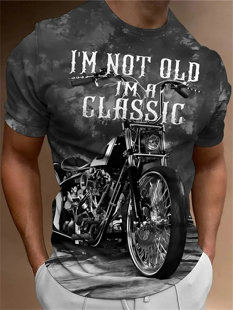 Men's Motorcycle 3D Print Vintage T-Shirt