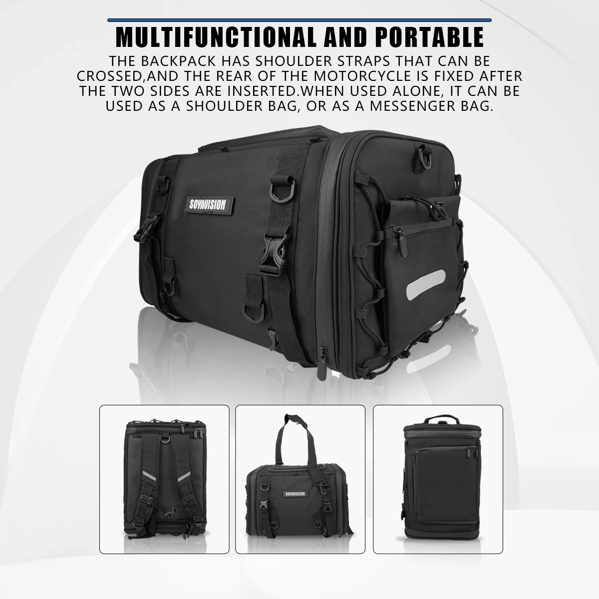 Waterproof Motorcycle Rear Seat Bag 35L-60L Luggage