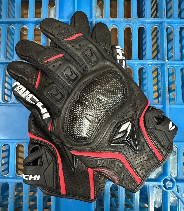 Racing Blue Leather Gloves