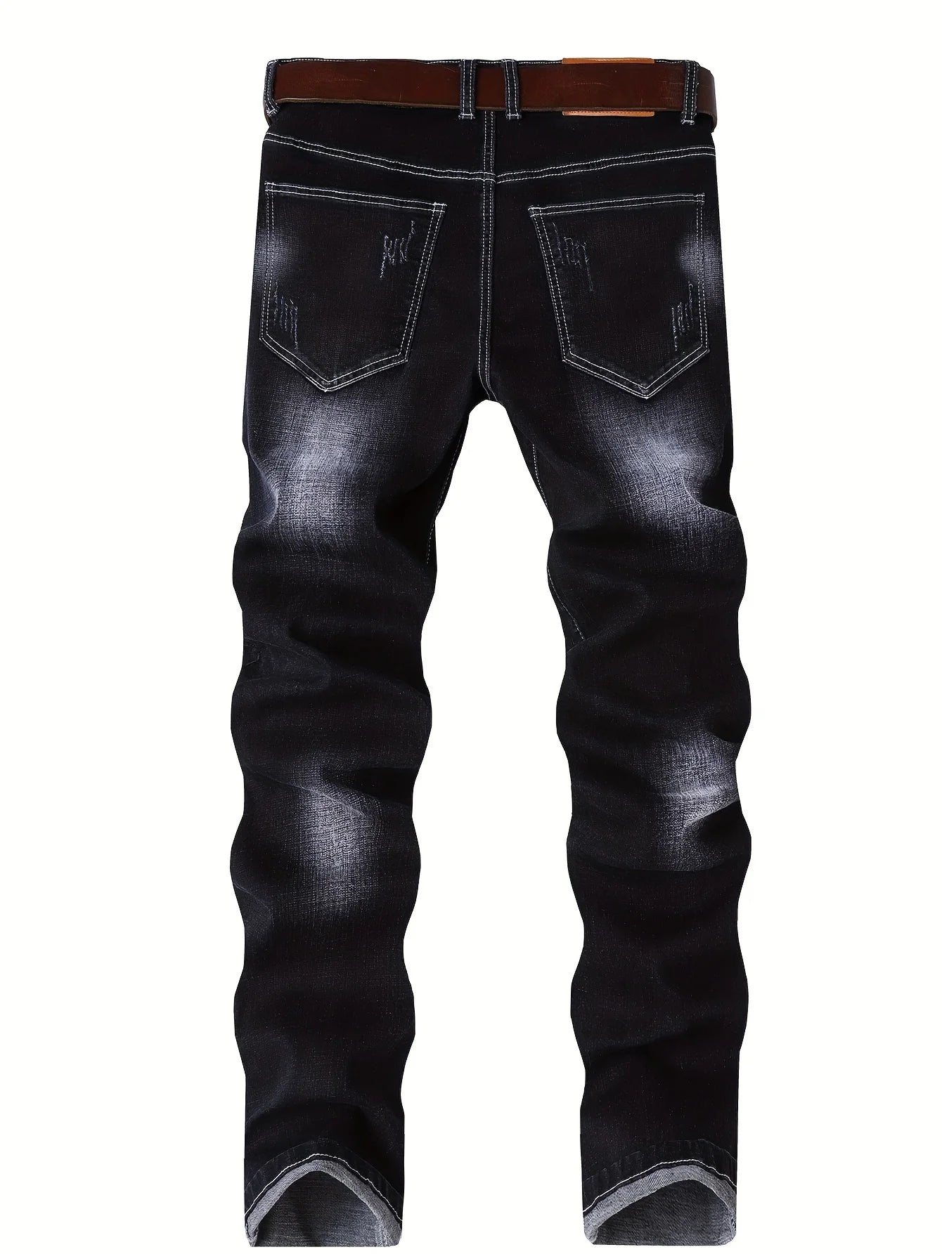 Trendy Men's Motorcycle Jeans Straight Leg Denim Pants