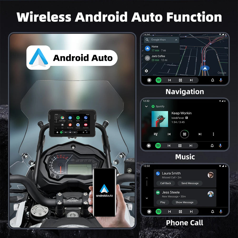 Wireless Motorcycle Display Screen – 5.0 Inch GPS Dashboard