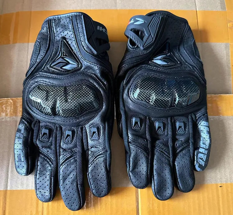 Racing Blue Leather Gloves