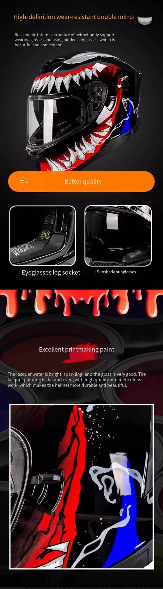 Dual Lens Full Face Motorcycle Helmet