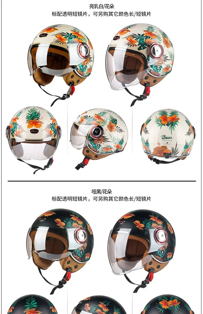 Beon Motorcycle Helmet - ECE Certified Retro Half Cap