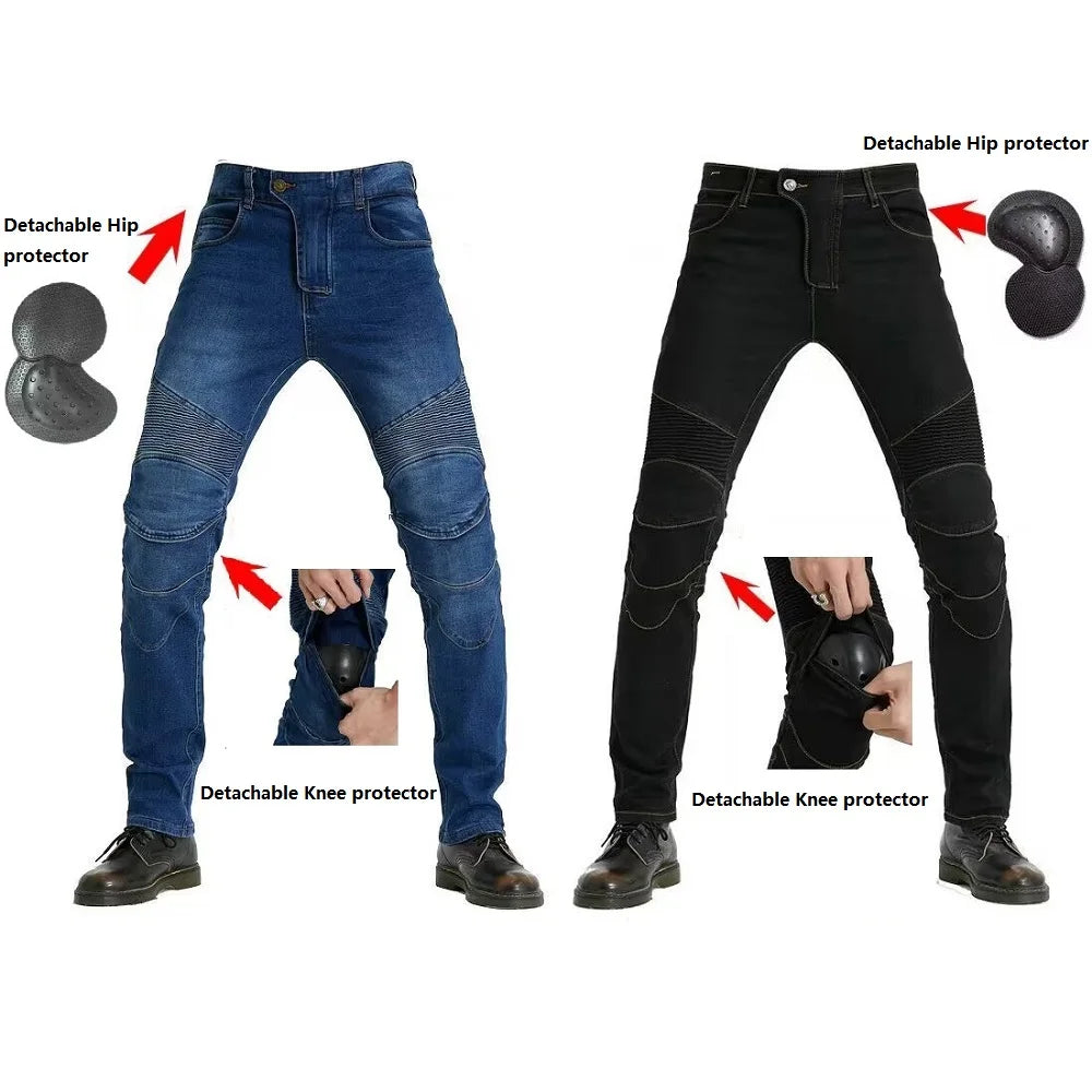 Men's Embroidery Motorcycle Pants with Belt