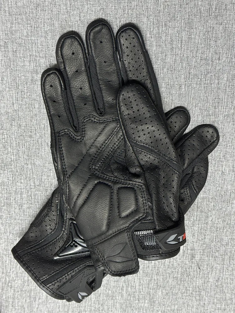 Racing Blue Leather Gloves