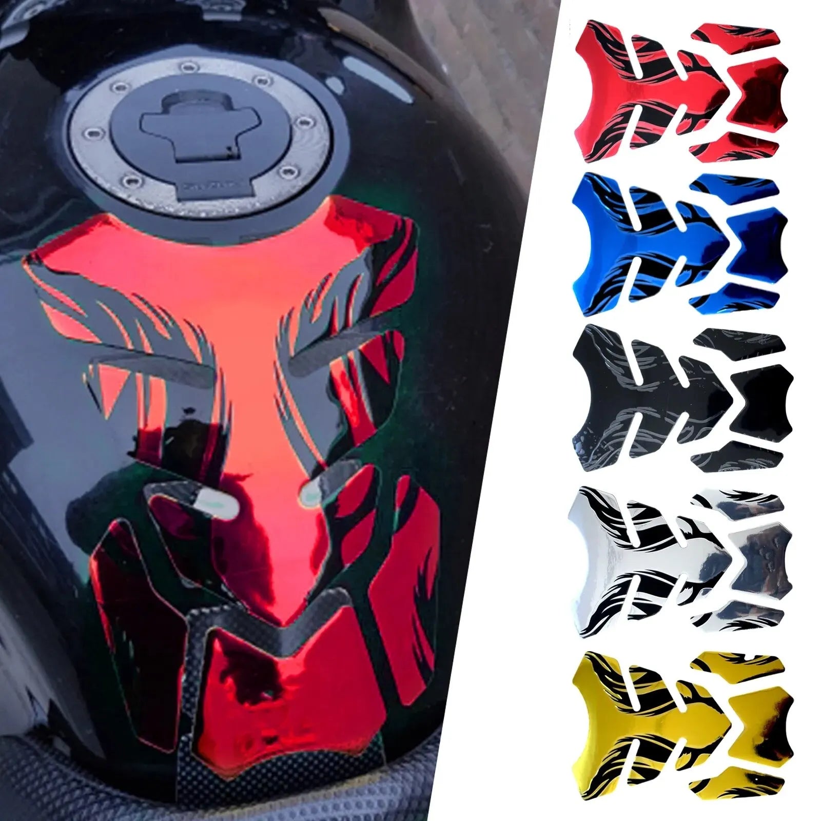Motorcycle Tankpad Sticker Fishbone 3D Design
