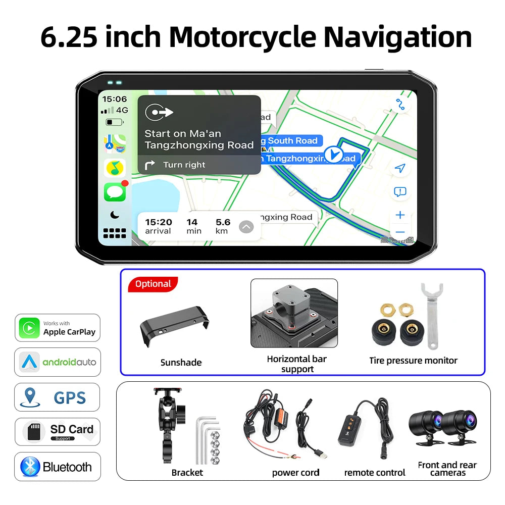 Universal Motorcycle Monitor with CarPlay & Android Auto