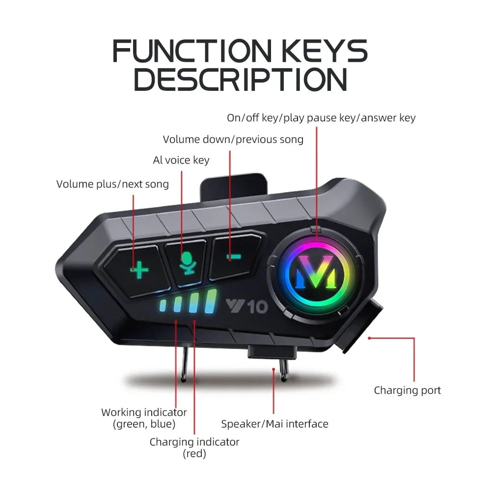 Bluetooth Helmet Headset Lights