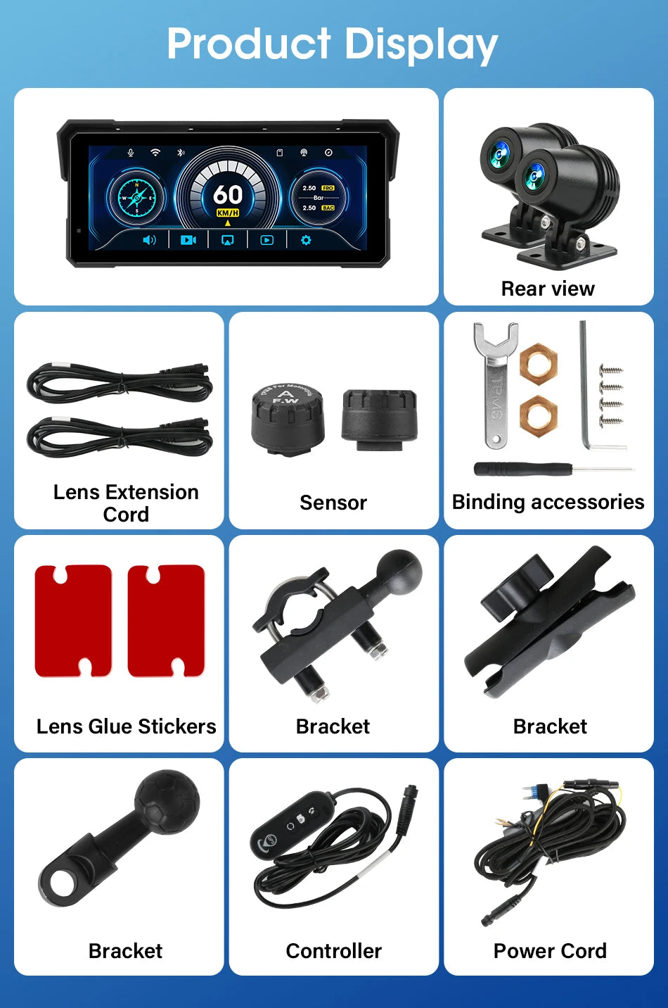 Jansite 8.1" Waterproof Motorcycle Monitor