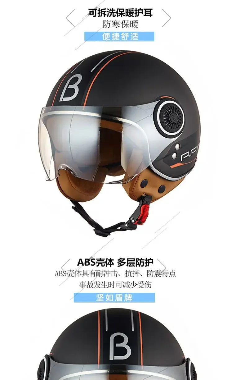 Beon Motorcycle Helmet - ECE Certified Retro Half Cap