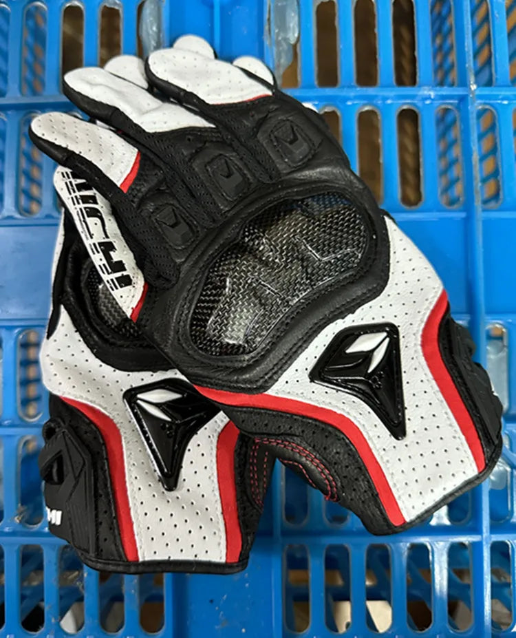 Racing Blue Leather Gloves