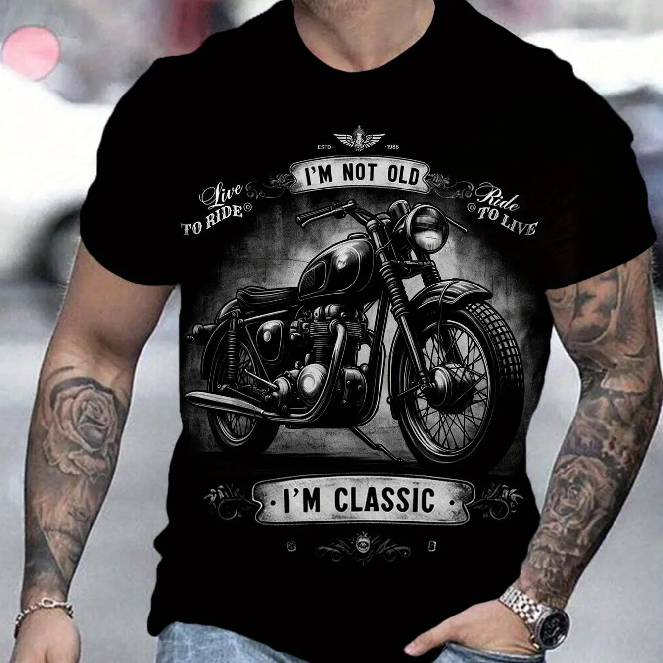 Men's Motorcycle 3D Print T-Shirt Vintage Classics