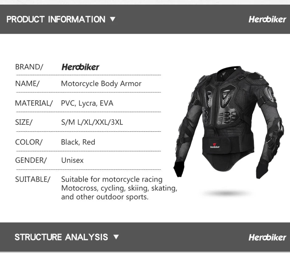 Motorcycle Body Armour Racing Jacket with CE Pads