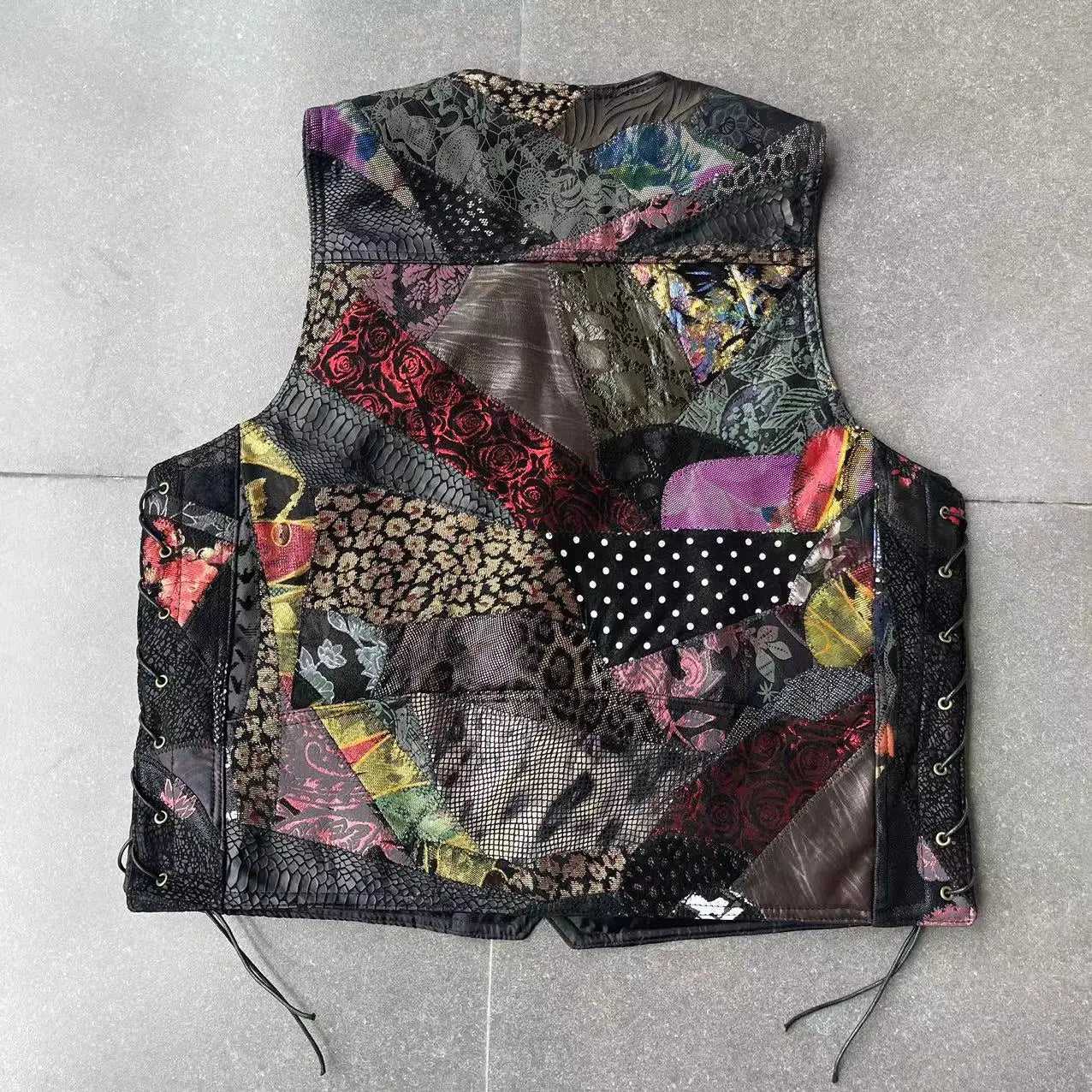 Motorbike Embroidered Motorcycle Leather Vest Men's Biker Waistcoat