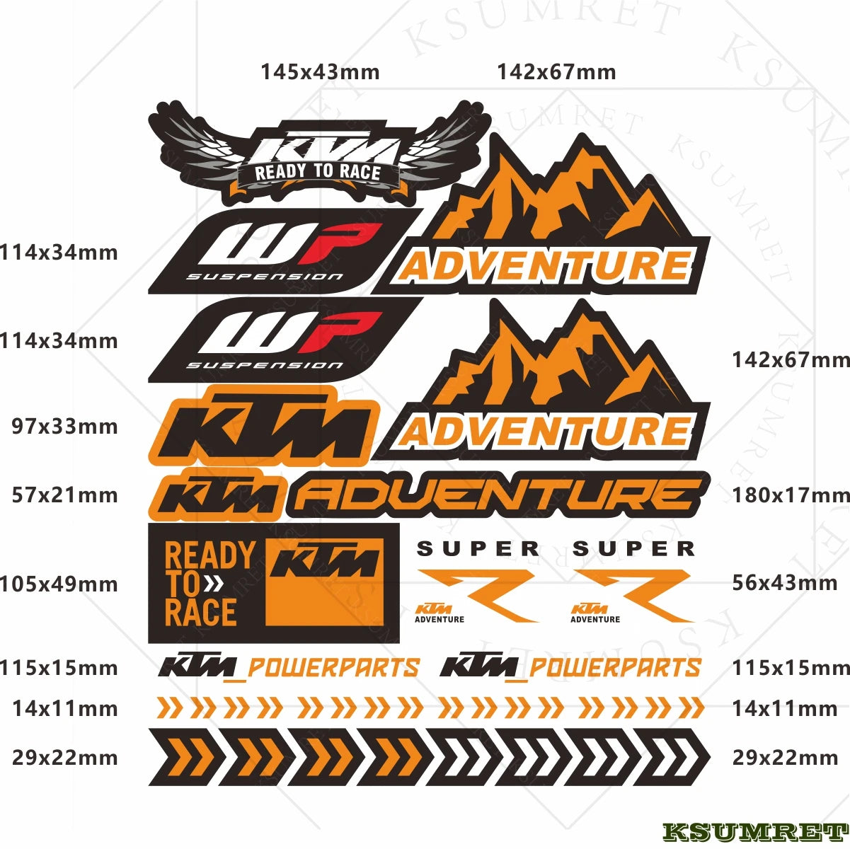 KTM Motorcycle Vinyl Sticker Decals
