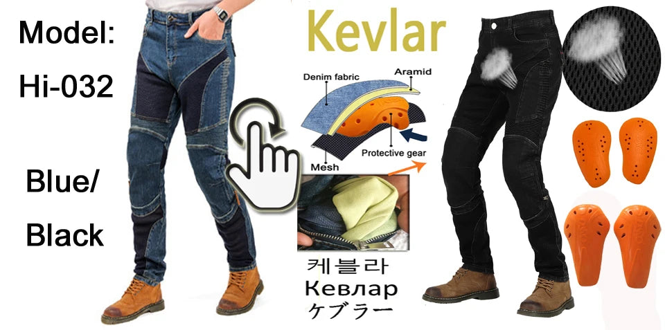 Aramid Fiber Motorcycle Pants for Men - Kevlar Moto Jeans