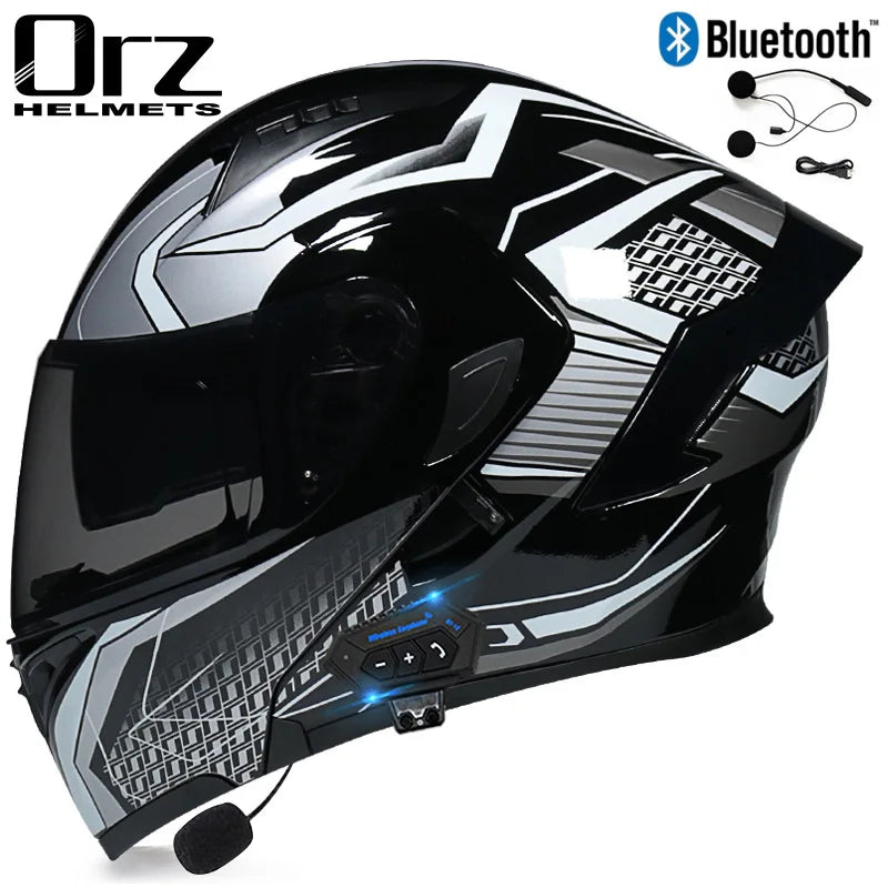 Fire Red Bluetooth Motocross Modular Motorcycle Helmet