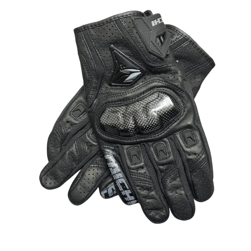 Racing Blue Leather Gloves