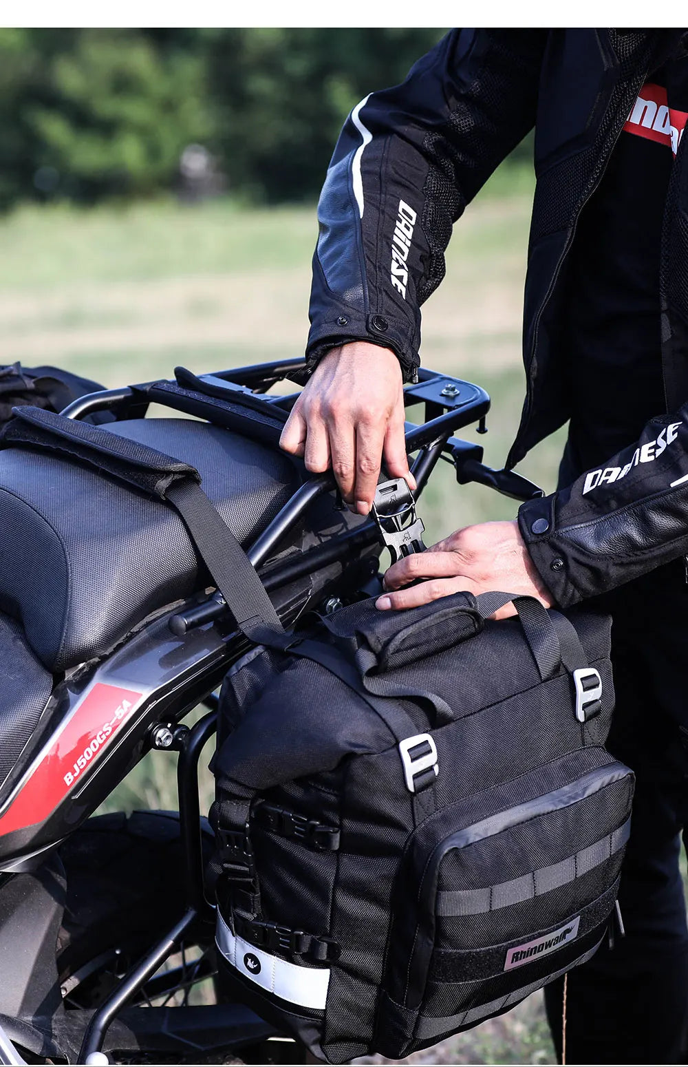 Quick Release Motorcycle Saddle Bag with Waterproof Inner Bag