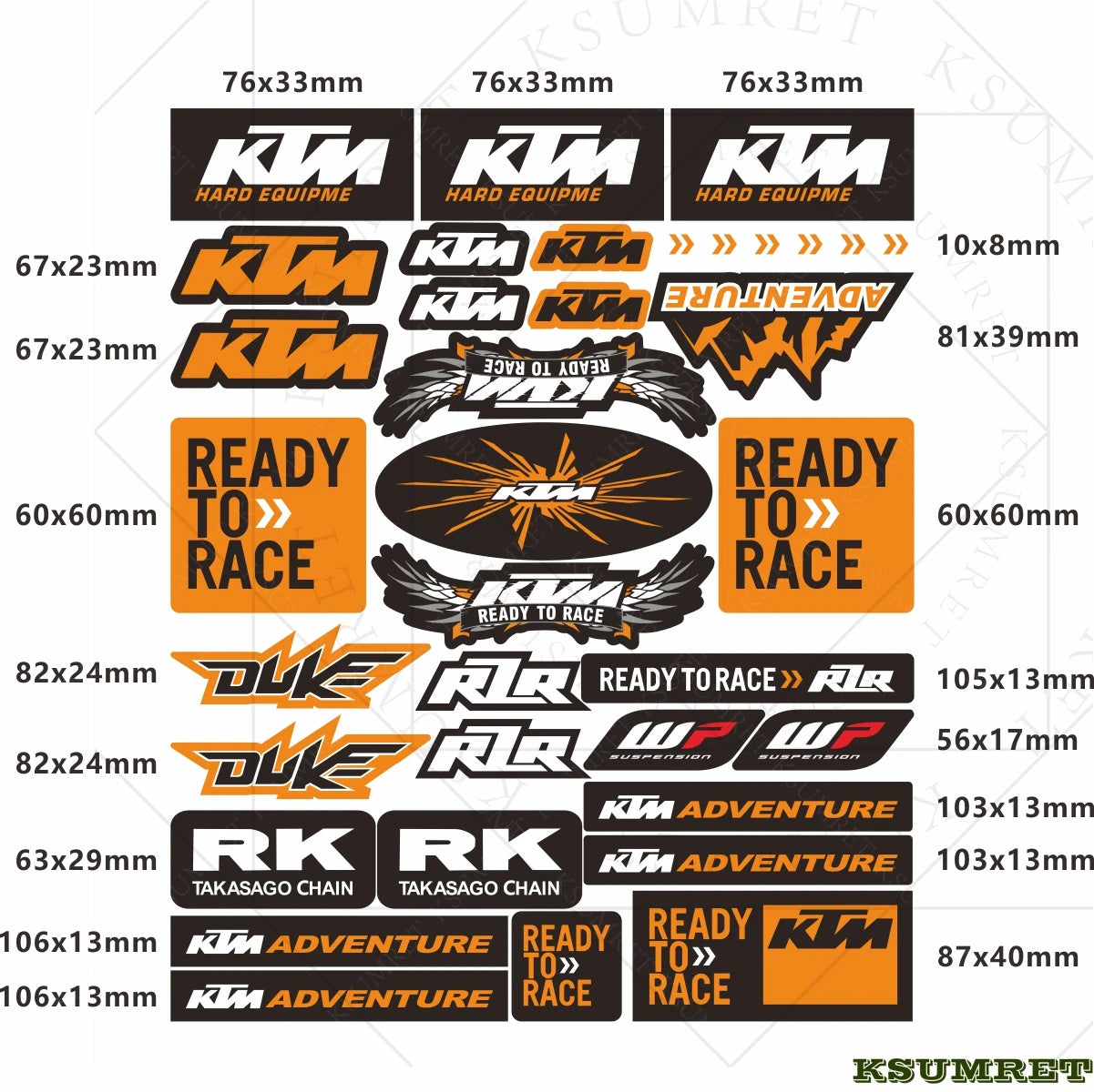 KTM Motorcycle Vinyl Sticker Decals
