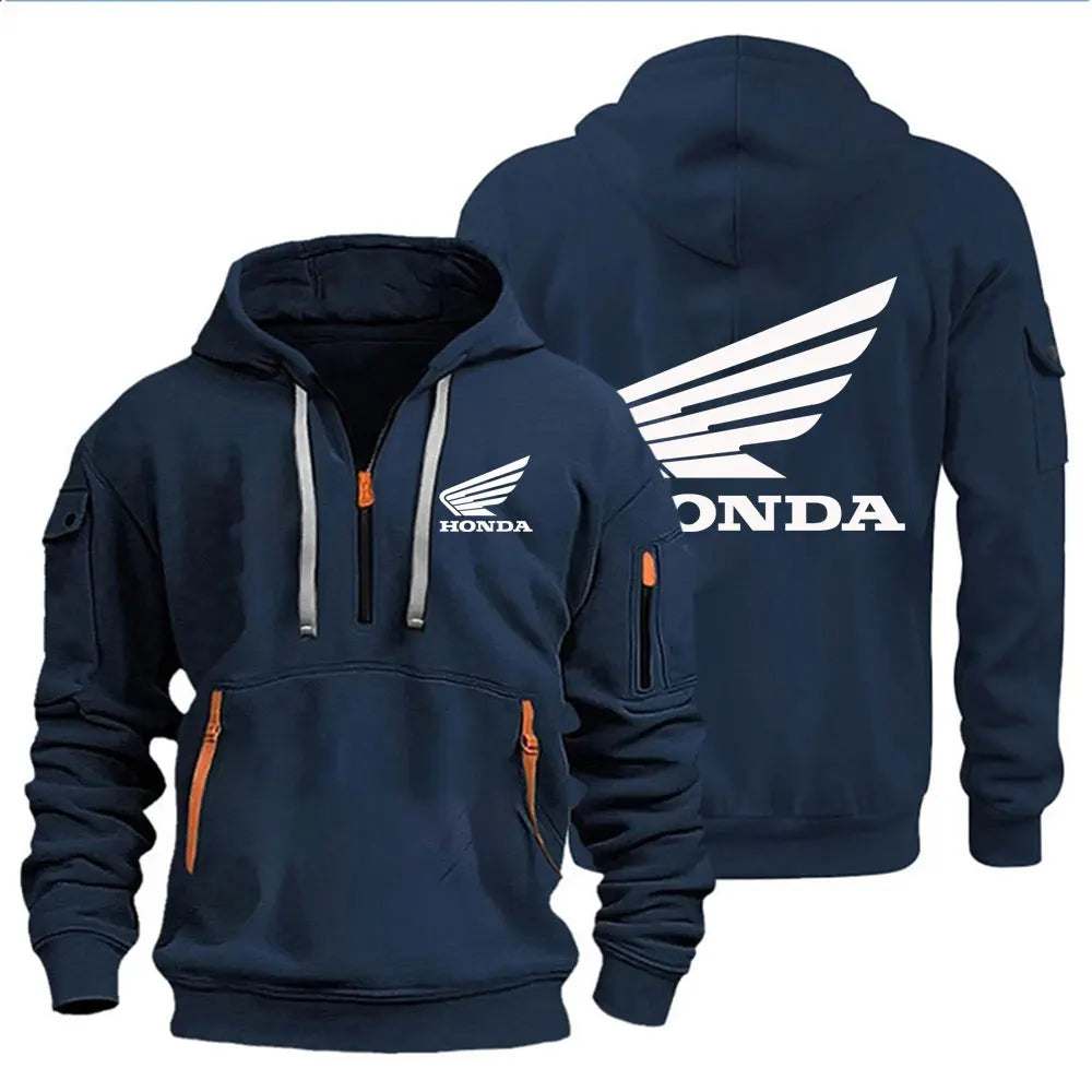 Hooded Biker Pullover