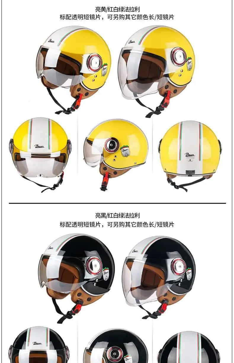 Beon Motorcycle Helmet - ECE Certified Retro Half Cap