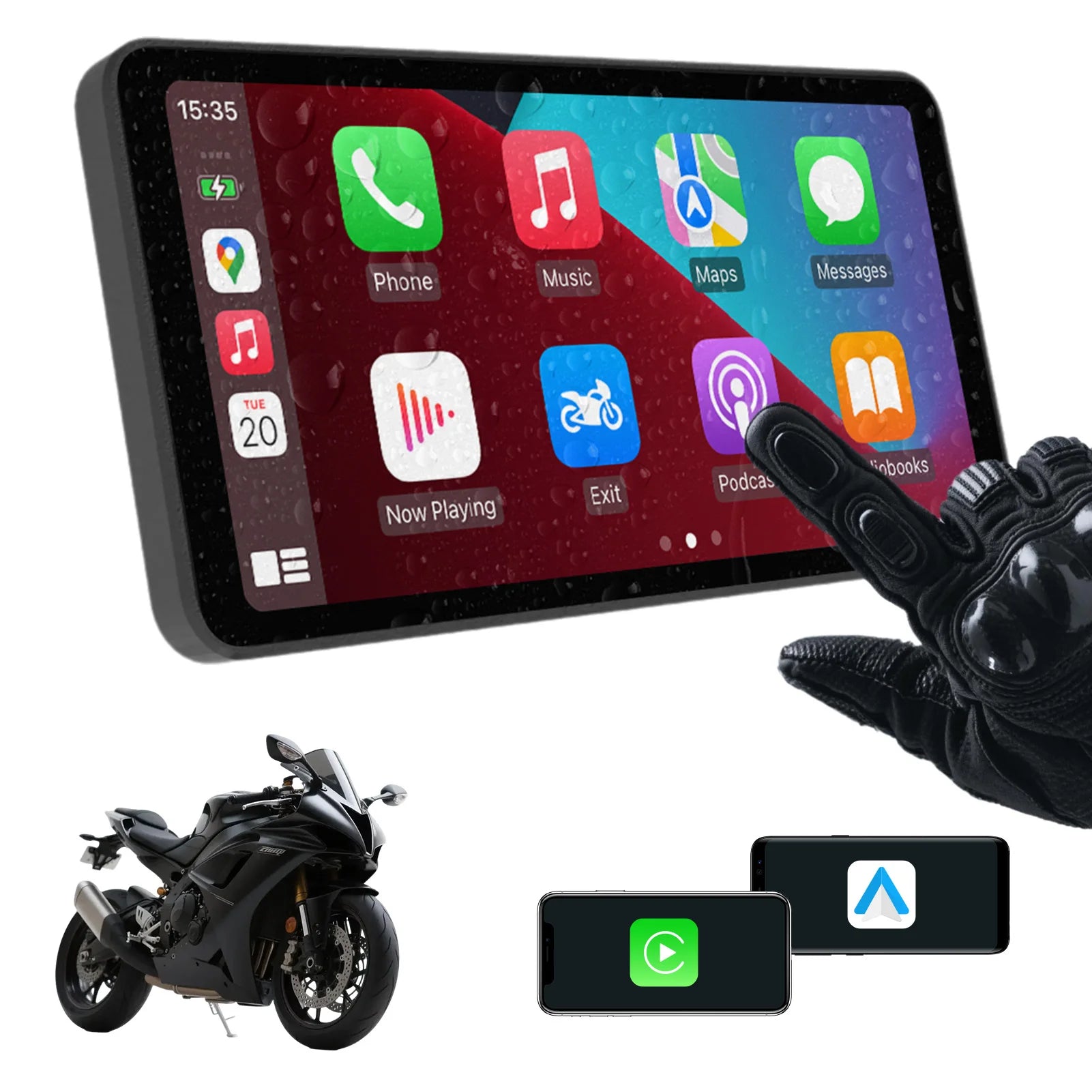 6-Inch Motorcycle Smart Display with Wireless CarPlay